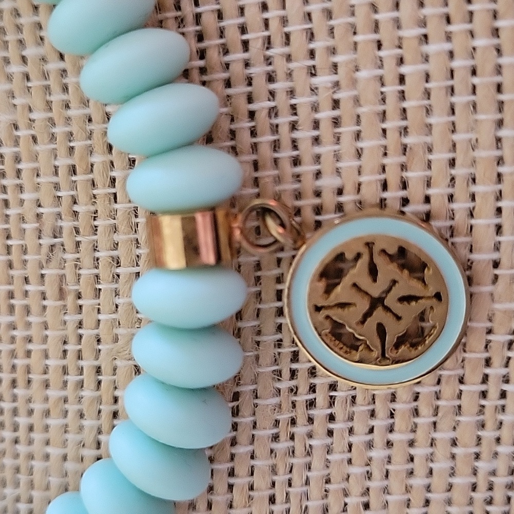 Rustic cuff Aqua Blue Silicone Bracelet - Picture 2 of 4